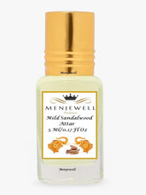 Menjewell Mild Sandalwood Attar Perfume 5ml 0.17 Fl.oz. Unisex Fragrance Alcohol Free | Long Lasting